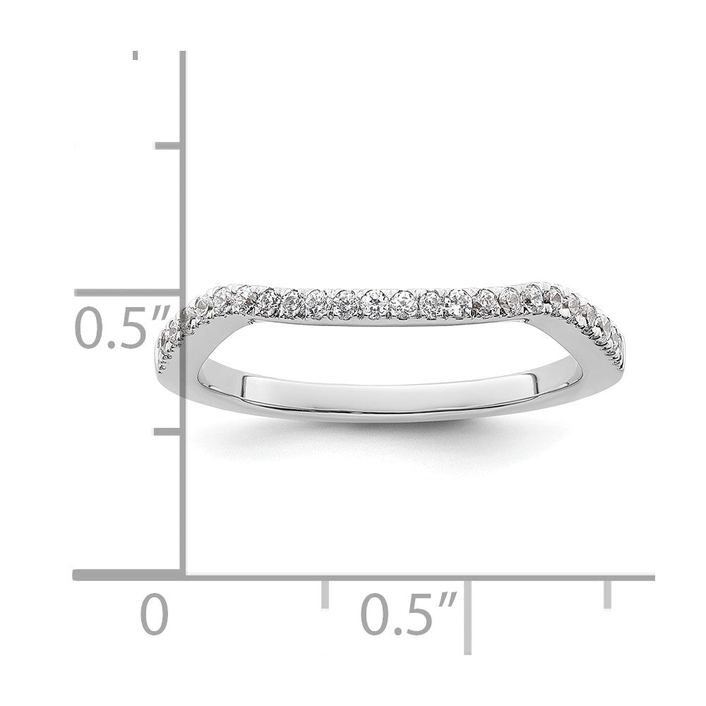 0.17ct. CZ Solid Real 14K White Gold Contoured Wedding Wedding Band Ring