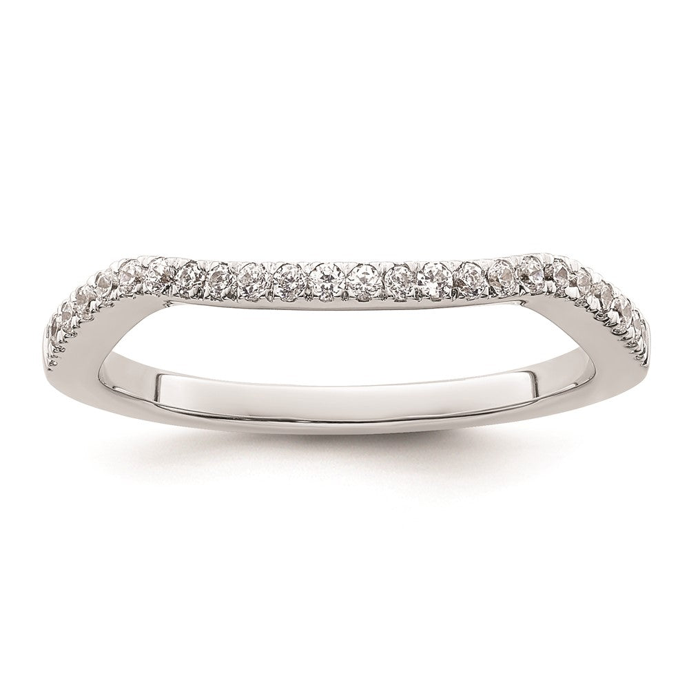 0.17ct. CZ Solid Real 14K White Gold Contoured Wedding Wedding Band Ring