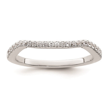 0.17ct. CZ Solid Real 14K White Gold Contoured Wedding Wedding Band Ring