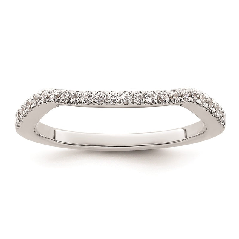 14K White Gold Real Diamond Contoured Wedding Band