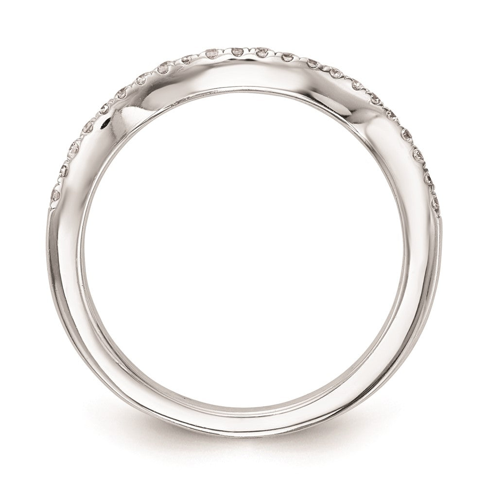 0.18ct. CZ Solid Real 14K White Gold Contoured Wedding Wedding Band Ring