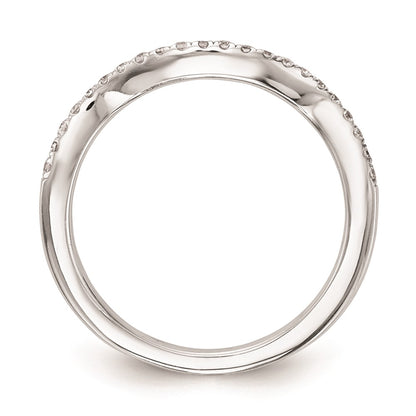 0.18ct. CZ Solid Real 14K White Gold Contoured Wedding Wedding Band Ring