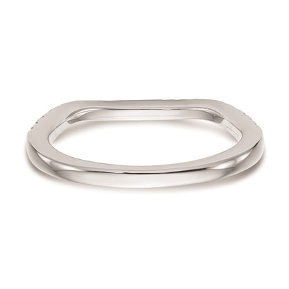 0.18ct. CZ Solid Real 14K White Gold Contoured Wedding Wedding Band Ring