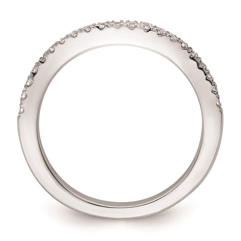14K White Gold Real Diamond Contoured Wedding Band