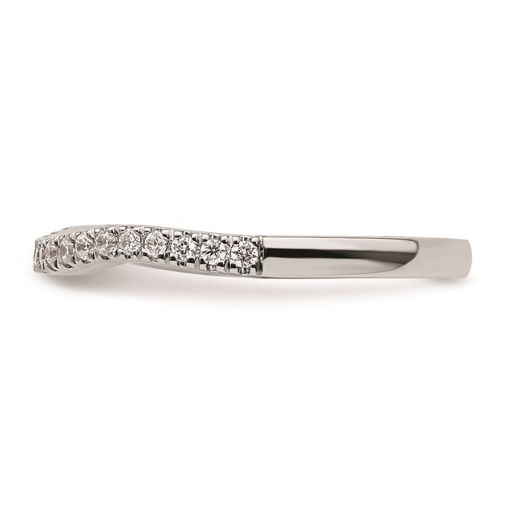0.21ct. CZ Solid Real 14K White Gold Contoured Wedding Wedding Band Ring