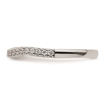 0.21ct. CZ Solid Real 14K White Gold Contoured Wedding Wedding Band Ring