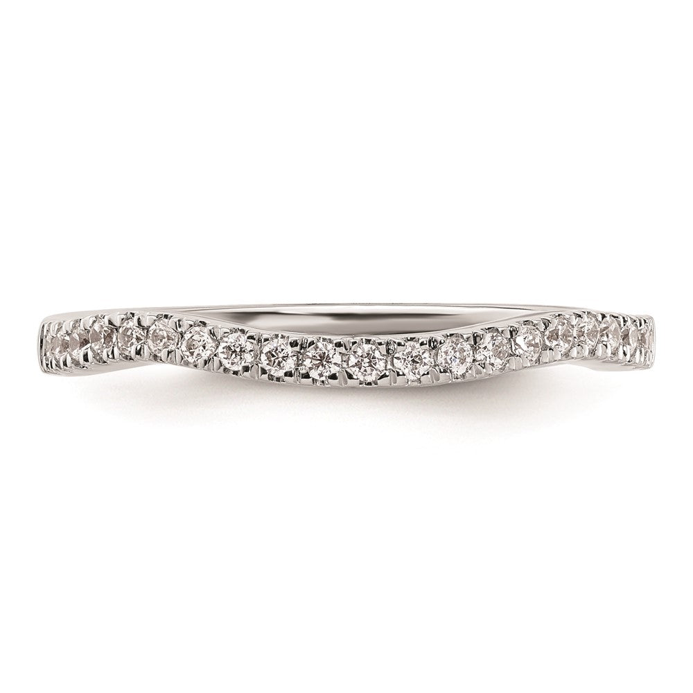 0.21ct. CZ Solid Real 14K White Gold Contoured Wedding Wedding Band Ring