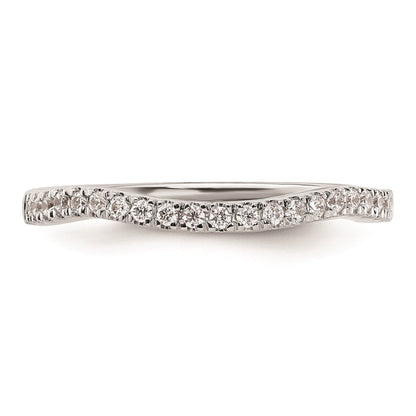 0.21ct. CZ Solid Real 14K White Gold Contoured Wedding Wedding Band Ring