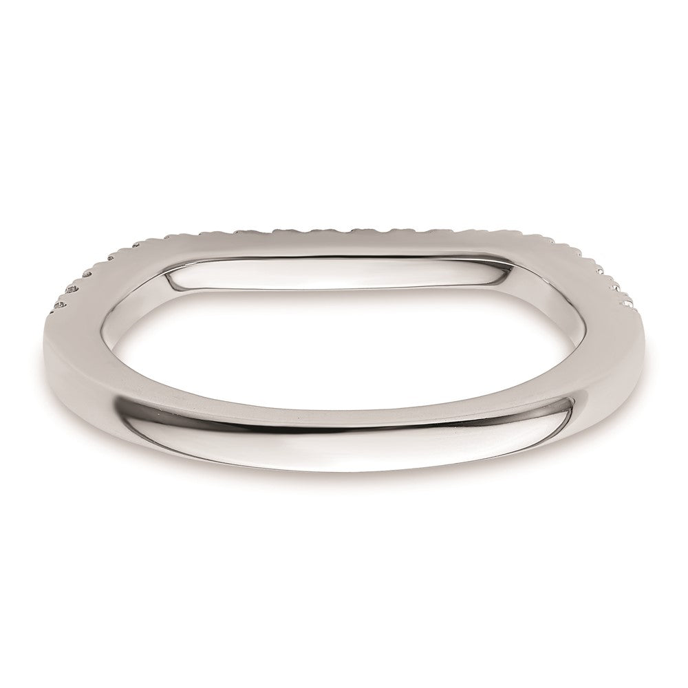 0.21ct. CZ Solid Real 14K White Gold Contoured Wedding Wedding Band Ring