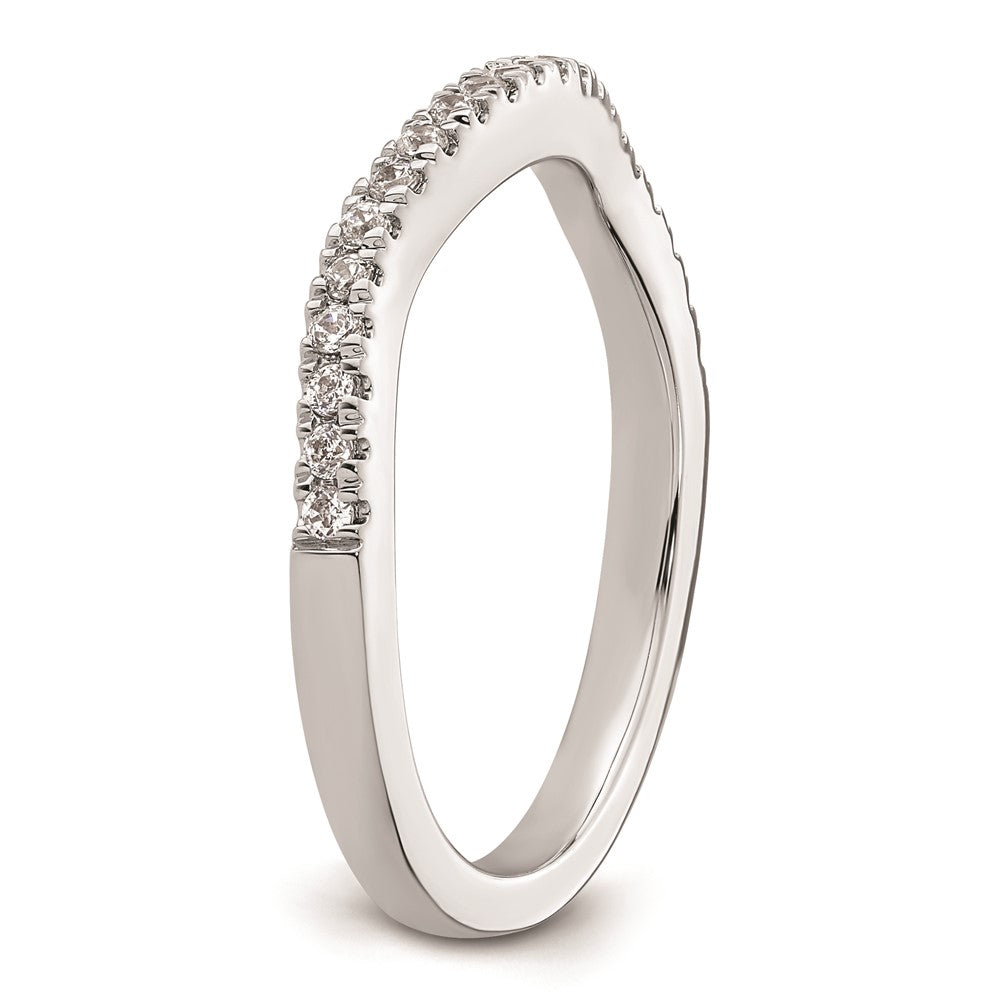 0.21ct. CZ Solid Real 14K White Gold Contoured Wedding Wedding Band Ring