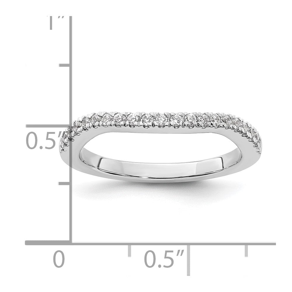 0.21ct. CZ Solid Real 14K White Gold Contoured Wedding Wedding Band Ring