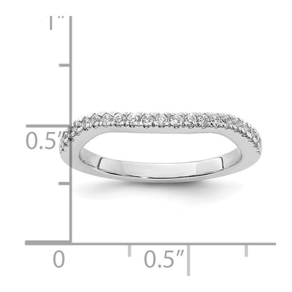 0.21ct. CZ Solid Real 14K White Gold Contoured Wedding Wedding Band Ring