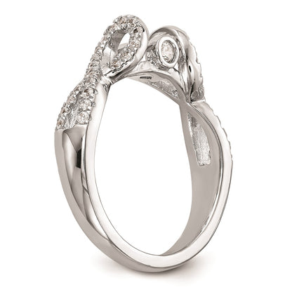 0.21ct. CZ Solid Real 14k White Gold Peg Set Infinity Engagement Ring