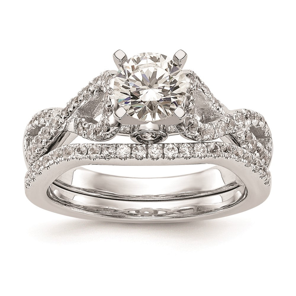 0.21ct. CZ Solid Real 14k White Gold Peg Set Infinity Engagement Ring
