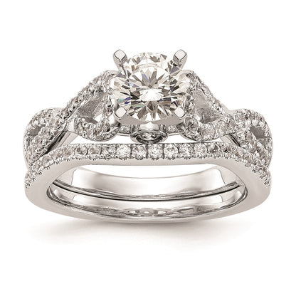 0.21ct. CZ Solid Real 14k White Gold Peg Set Infinity Engagement Ring