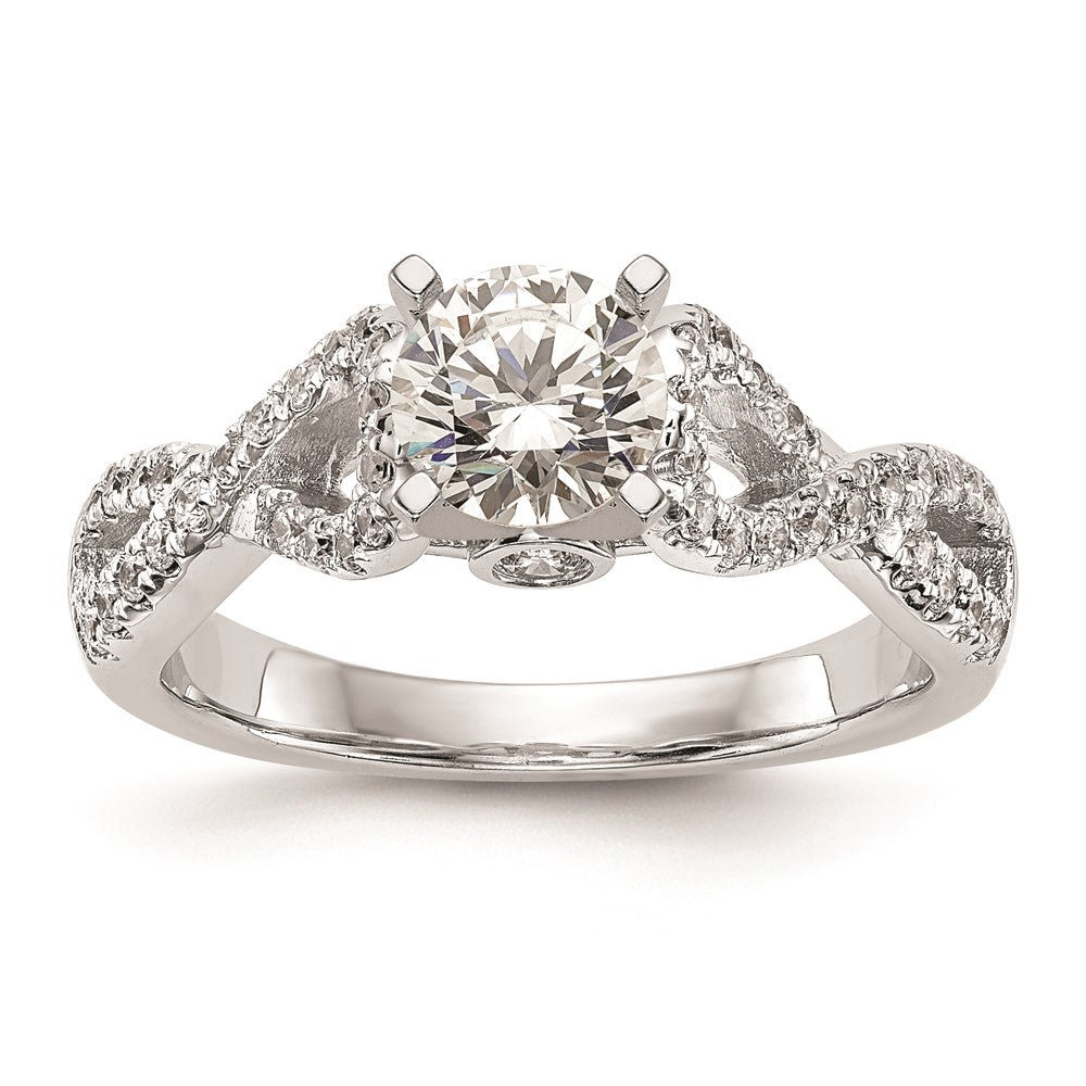 0.21ct. CZ Solid Real 14k White Gold Peg Set Infinity Engagement Ring