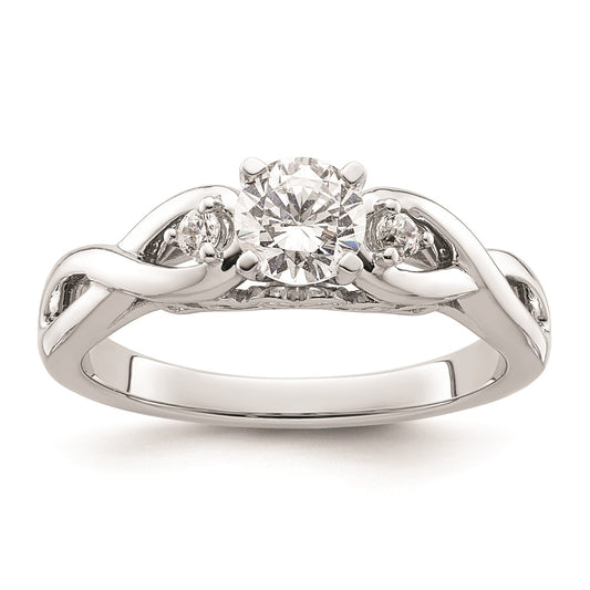 0.07ct. CZ Solid Real 14k White Gold Peg Set Infinity Engagement Ring