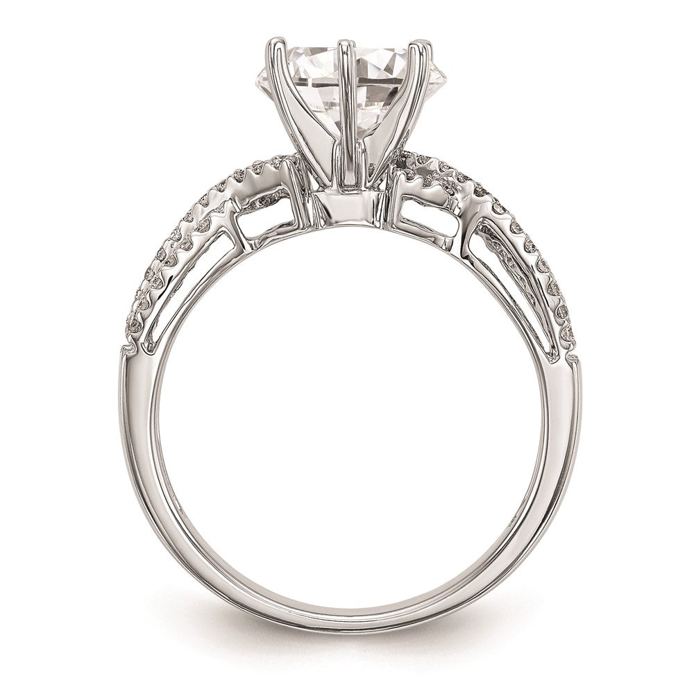 0.20ct. CZ Solid Real 14k White Gold Peg Set Criss-Cross Engagement Ring