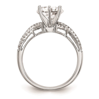 0.20ct. CZ Solid Real 14k White Gold Peg Set Criss-Cross Engagement Ring