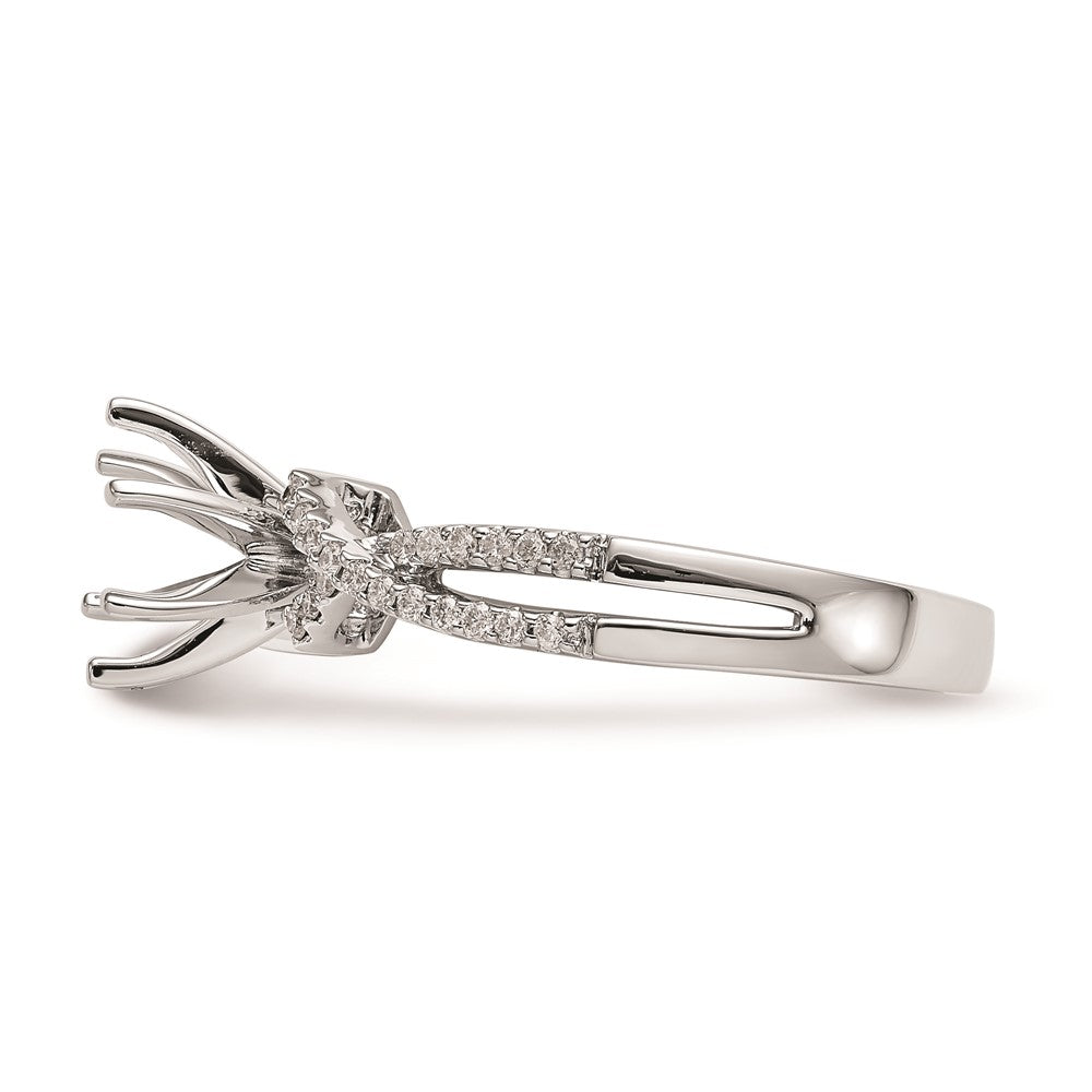 0.20ct. CZ Solid Real 14k White Gold Peg Set Criss-Cross Engagement Ring