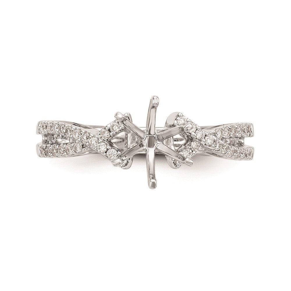 0.20ct. CZ Solid Real 14k White Gold Peg Set Criss-Cross Engagement Ring