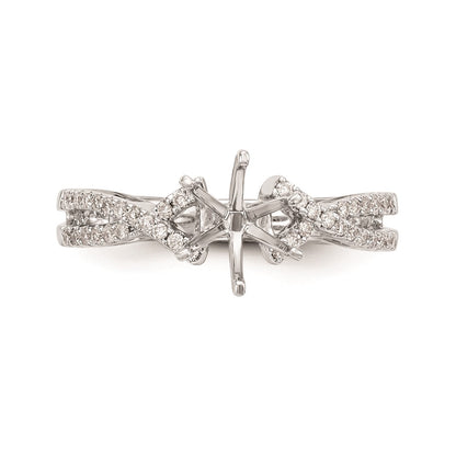 0.20ct. CZ Solid Real 14k White Gold Peg Set Criss-Cross Engagement Ring