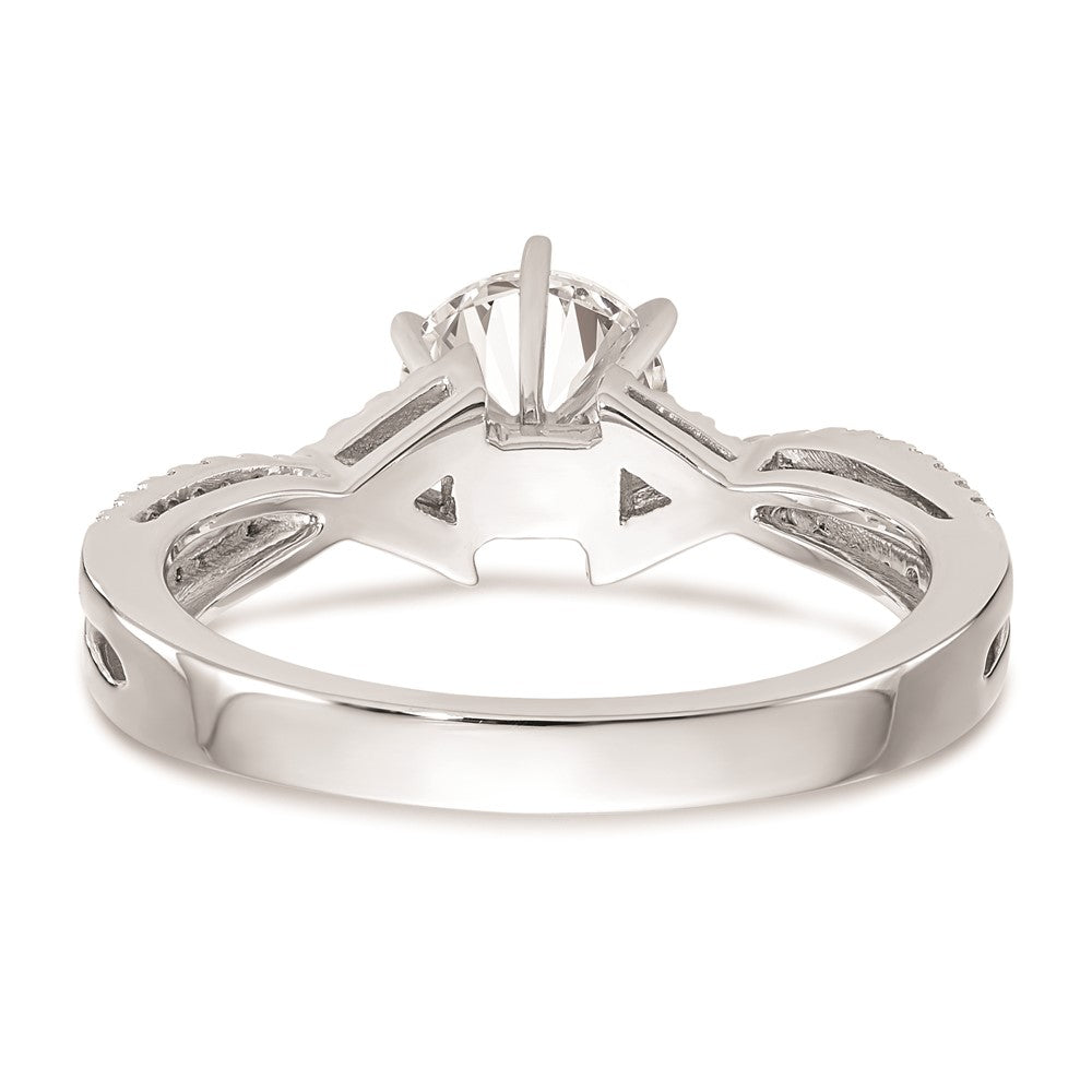 0.20ct. CZ Solid Real 14k White Gold Peg Set Criss-Cross Engagement Ring