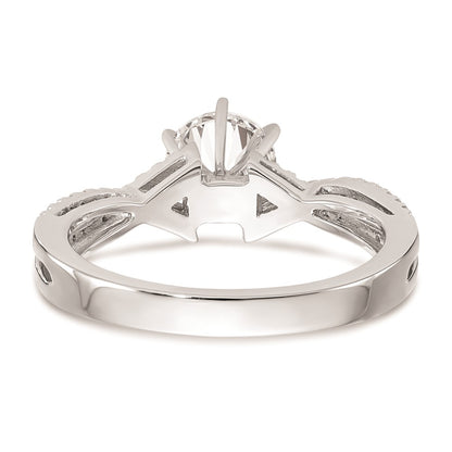 0.20ct. CZ Solid Real 14k White Gold Peg Set Criss-Cross Engagement Ring