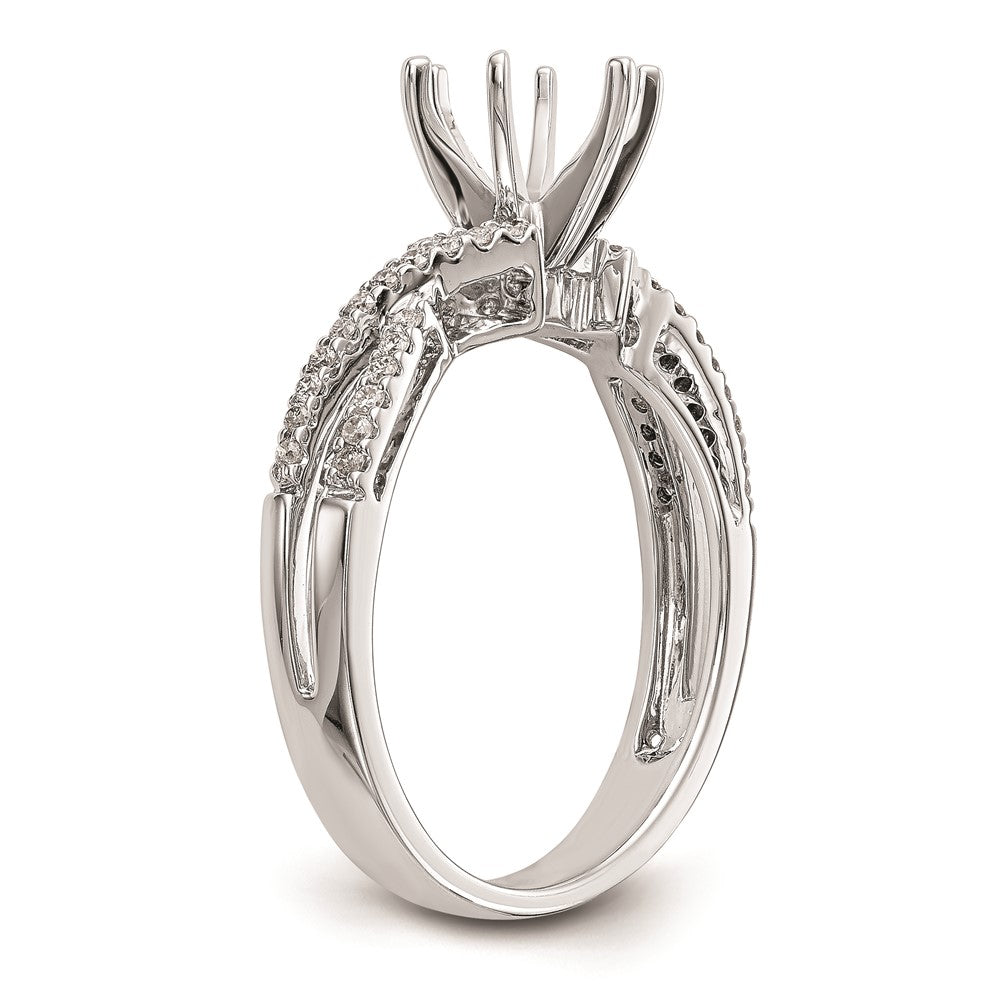 0.20ct. CZ Solid Real 14k White Gold Peg Set Criss-Cross Engagement Ring