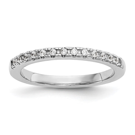0.18ct. CZ Solid Real 14k White Gold Wedding Wedding Band Ring