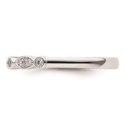 0.17ct. CZ Solid Real 14k White Gold Wedding Wedding Band Ring