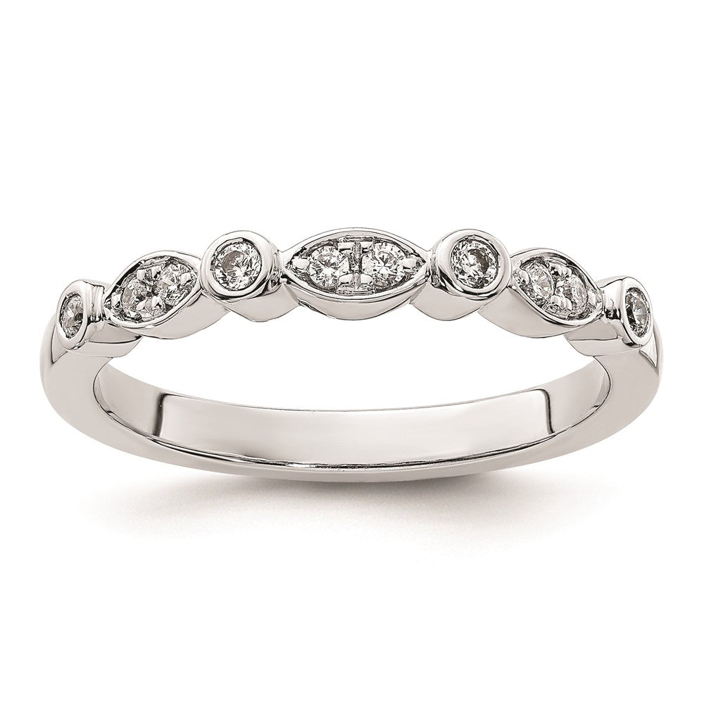 0.17ct. CZ Solid Real 14k White Gold Wedding Wedding Band Ring