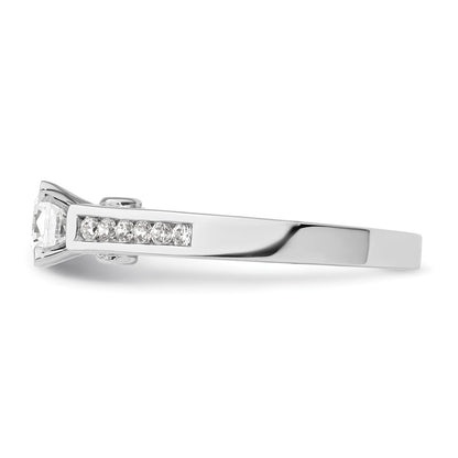 0.21ct. CZ Solid Real 14K White Gold Peg Set Engagement Ring