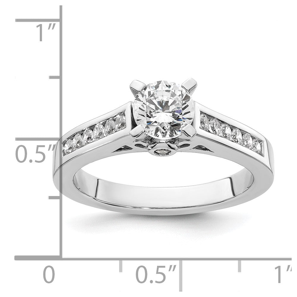 0.21ct. CZ Solid Real 14K White Gold Peg Set Engagement Ring