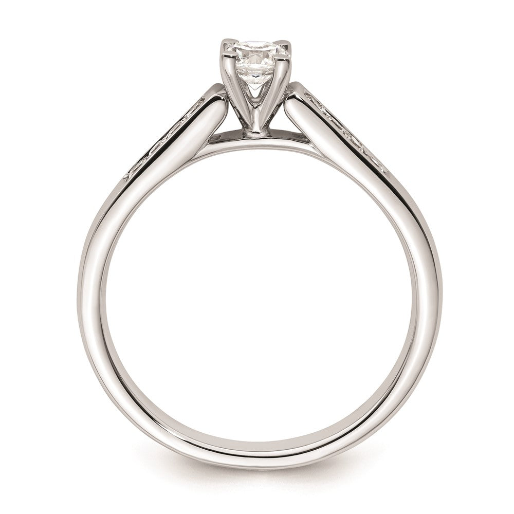 0.20ct. CZ Solid Real 14K White Gold Peg Set Engagement Ring