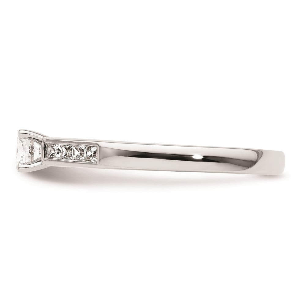 0.20ct. CZ Solid Real 14K White Gold Peg Set Engagement Ring