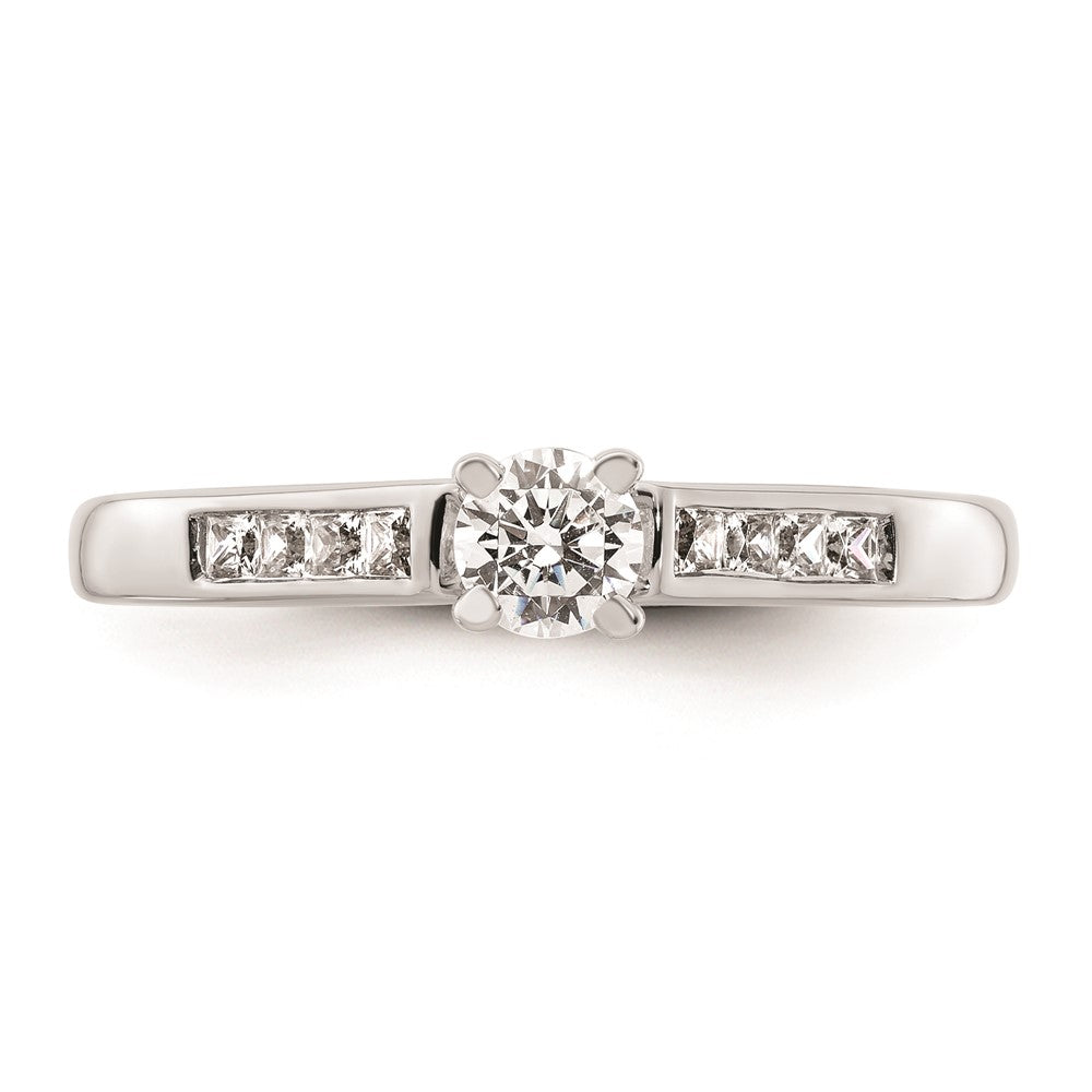 0.20ct. CZ Solid Real 14K White Gold Peg Set Engagement Ring