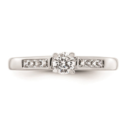 0.20ct. CZ Solid Real 14K White Gold Peg Set Engagement Ring