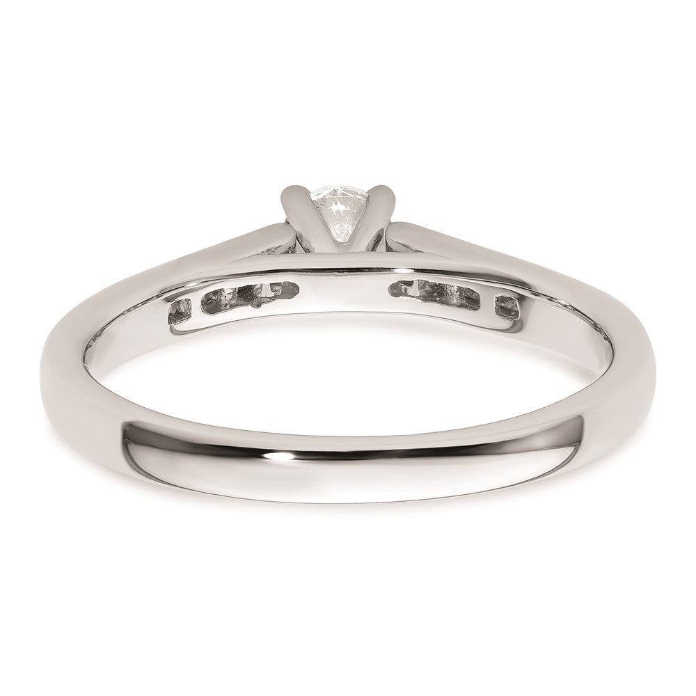0.20ct. CZ Solid Real 14K White Gold Peg Set Engagement Ring