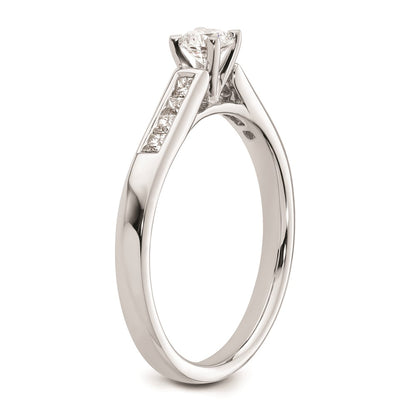 0.20ct. CZ Solid Real 14K White Gold Peg Set Engagement Ring