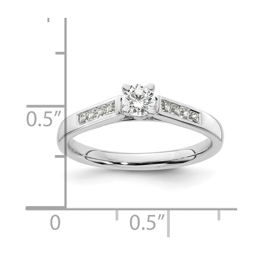 0.20ct. CZ Solid Real 14K White Gold Peg Set Engagement Ring