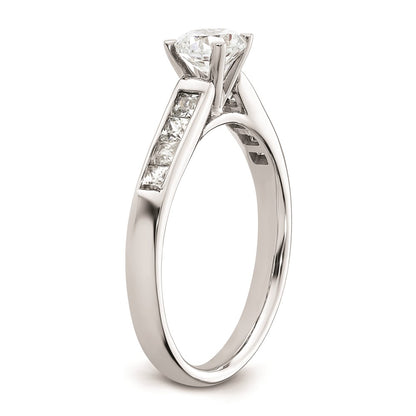 0.35ct. CZ Solid Real 14K White Gold Peg Set Engagement Ring