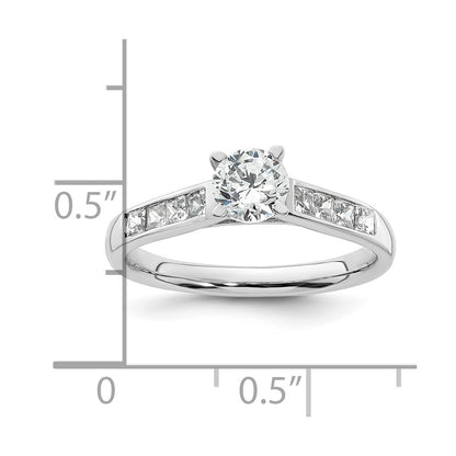 0.35ct. CZ Solid Real 14K White Gold Peg Set Engagement Ring