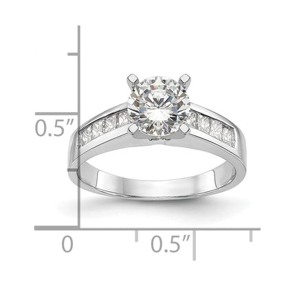 0.40ct. CZ Solid Real 14K White Gold Peg Set Engagement Ring