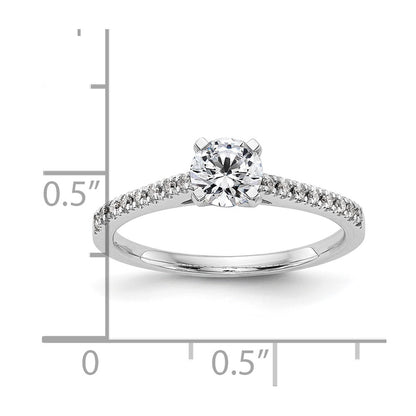 0.10ct. CZ Solid Real 14K White Gold Peg Set Engagement Ring