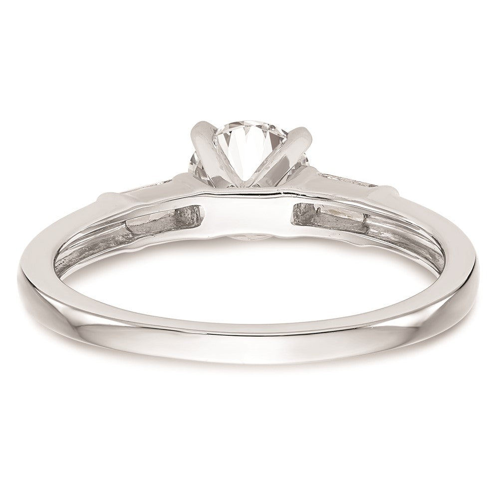 0.24ct. CZ Solid Real 14K White Gold Peg Set Engagement Ring