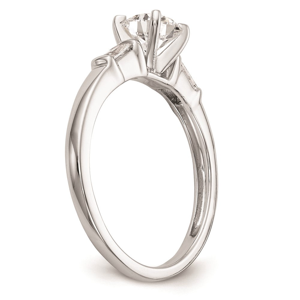 0.24ct. CZ Solid Real 14K White Gold Peg Set Engagement Ring