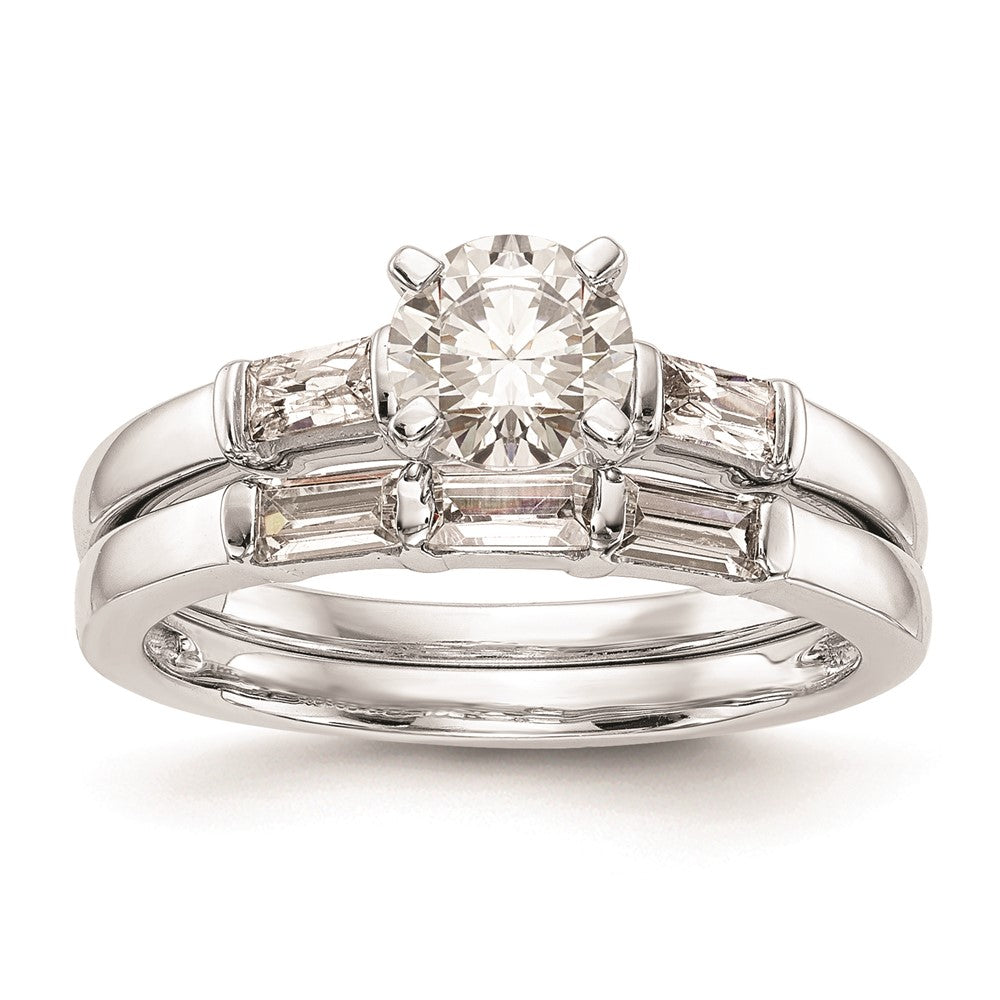 0.24ct. CZ Solid Real 14K White Gold Peg Set Engagement Ring