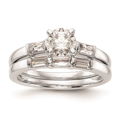 0.24ct. CZ Solid Real 14K White Gold Peg Set Engagement Ring