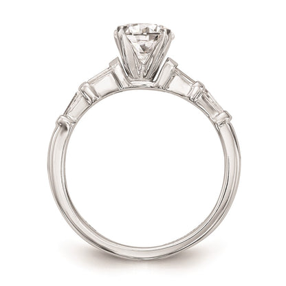 0.40ct. CZ Solid Real 14K White Gold Peg Set Engagement Ring